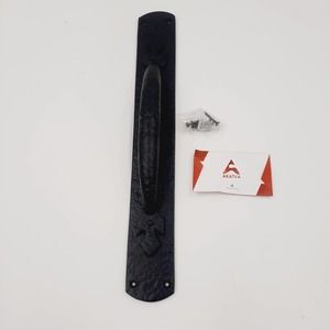 NEW Akatva 1 Black Antique Iron Door Pull w/Plate Black Powder Coated Door Pull